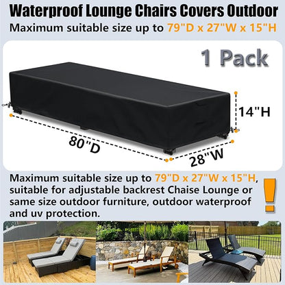 Waterproof Patio Lounge Chair Cover 1 Pack Outdoor Chaise Lounge Covers 600D - Image 2