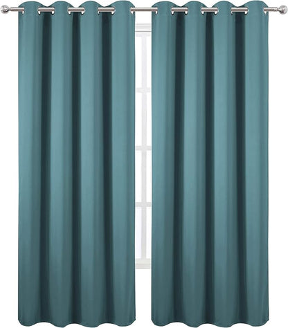 Blackout Curtains 66 x 84 inch/Sea Teal Curtains Set of 2 Panels/Thermal - Image 2