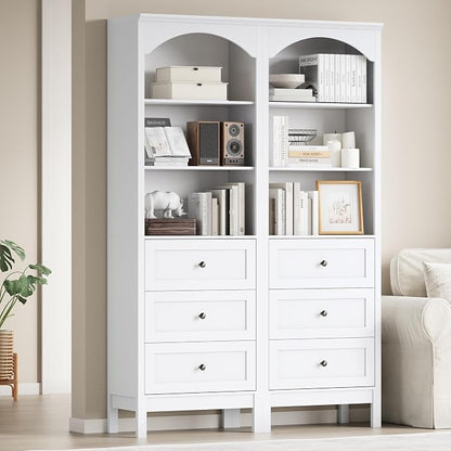 Bookshelf with Drawers, Floor Standing Display Storage Cabinet - Image 5