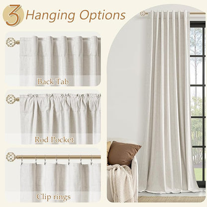 100% Blackout Linen Curtains for Bedroom 84 inches Long, Thermal Insulated Room - Image 6