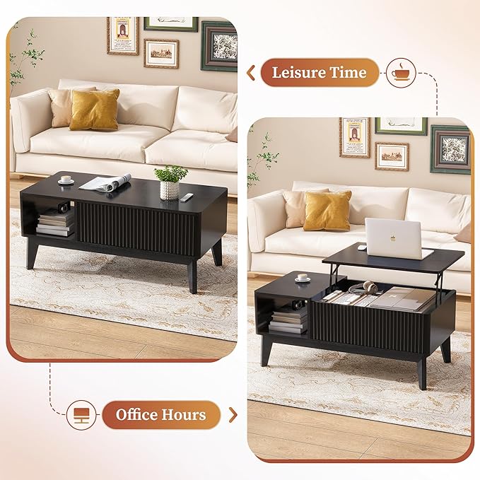 LYNCOHOME Fluted Coffee Table - Image 4