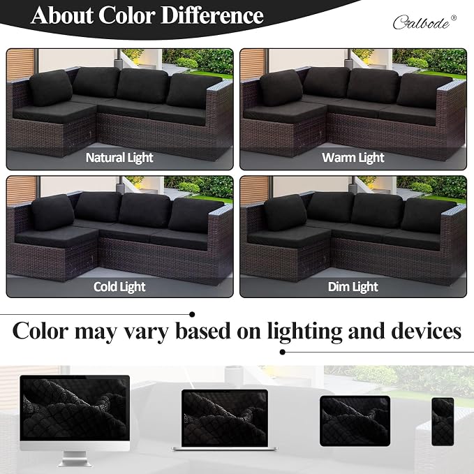 CALBODE 14Pcs Outdoor Stretch Cushion Covers, Waterproof Outdoor Chair Cushion - Image 5