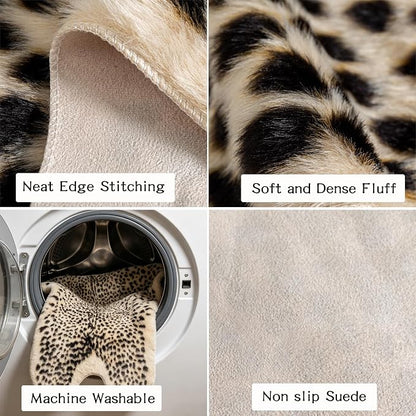 Cheetah Print Rug, Leopard Area Rug 4.6x5.7ft Faux Animal Print Skin Cheetah Rug - Image 3