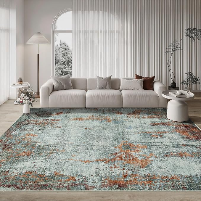 9x12 Area Rugs for Living Room Bedroom Dining Room Washable Red Brown | Soft - Image 9