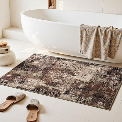 Entrance Rugs Indoor 2x3 Brown Entry Rug Washable Abstract Coffee Small Area - Image 4
