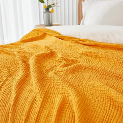 EMME Muslin Blankets for Adults Throw Blanket for Couch Breathable Gauze Soft - Image 4