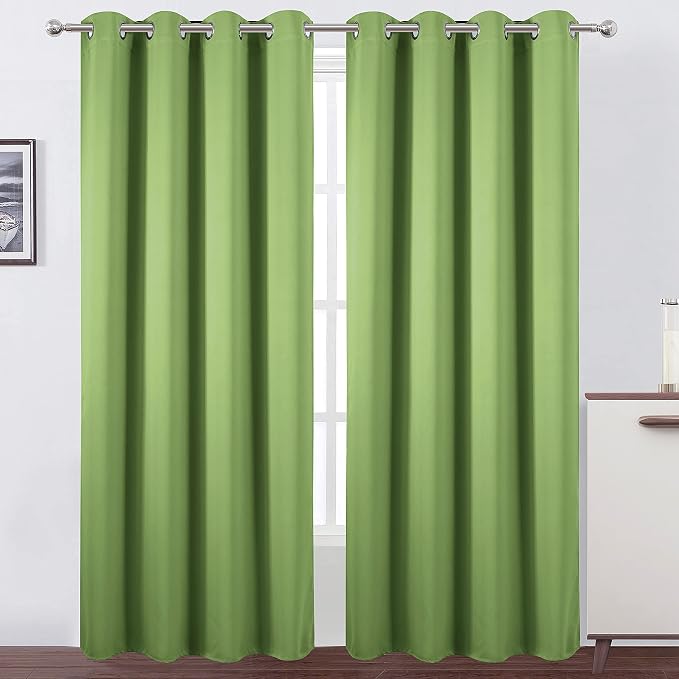 Light Green Thermal Blackout Curtains/52 x 95 Inch/Set of 2 Panels Room by Lemomo
