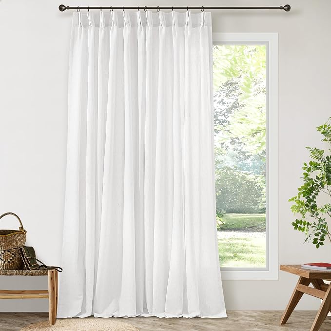 Pinch Pleated Linen 102 Inch Curtain 72 Inch Width Light Filtering | Semi Sheer - Image 3
