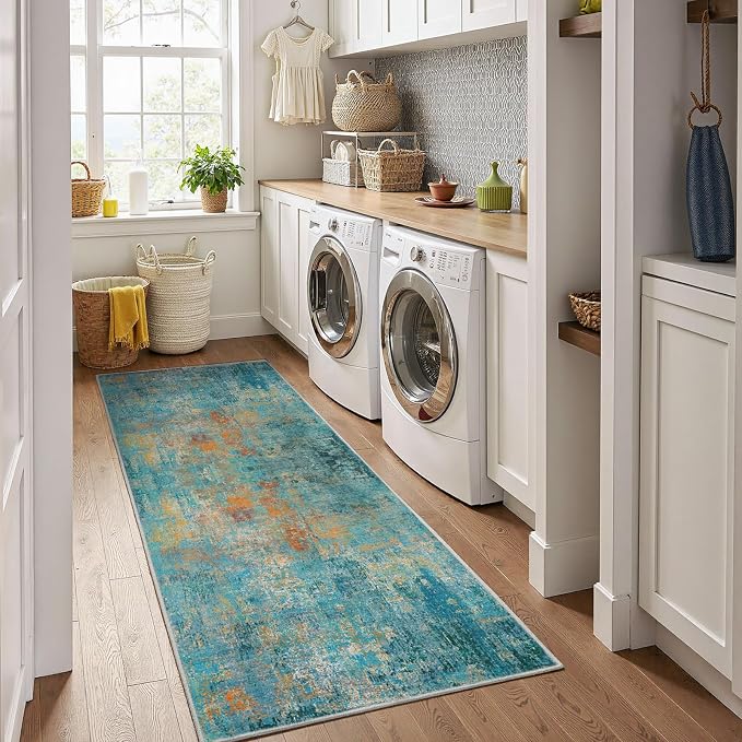 RELEANY Washable Runner 2'x6' Abstract Area Rug - Image 2