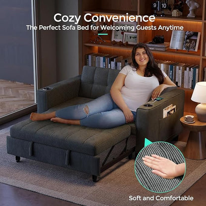 LINSY Sleeper Sofa Bed, Small 3 in 1 Convertible Loveseat Sleeper Couch - Image 7
