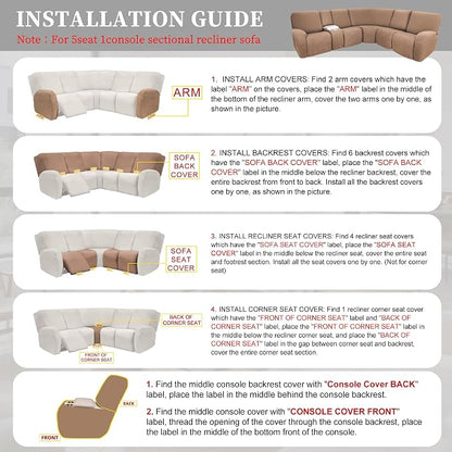 100% Waterproof Sectional Recliner Couch Covers - Image 7