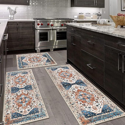 HEBE Boho Kitchen Rugs Set of 3, Non Slip Washable Kitchen Mats - Image 9