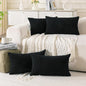 Set of 4 Black Decorative Throw Pillow Covers 12x20 Inch Corduroy Pillow Covers by Cozoomy