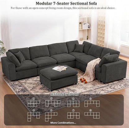 Oversized Modular Sectional Sofa Couch, Large 7 Seater Corner Sofa Modern U - Image 3