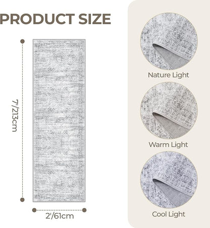 2x7 Runner Rug Non Slip, Washable Hallway Runner Rug, Nursery Room, Soft Runner - Image 2