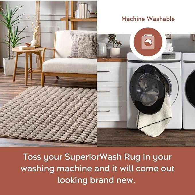 nuLOOM Jeni Taupe Checkered Washable Runner Rug - Image 3