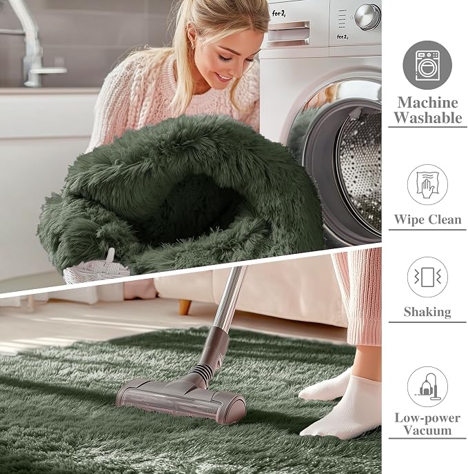 OLANLY 2x3 Machine Washable Small Bedside Rug, Soft Fluffy Shaggy Entryway - Image 2