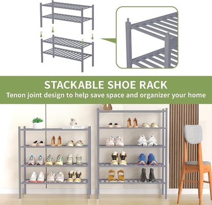 ROMGUAR CRAFT 4 Tier Bamboo Shoe Rack - Image 5