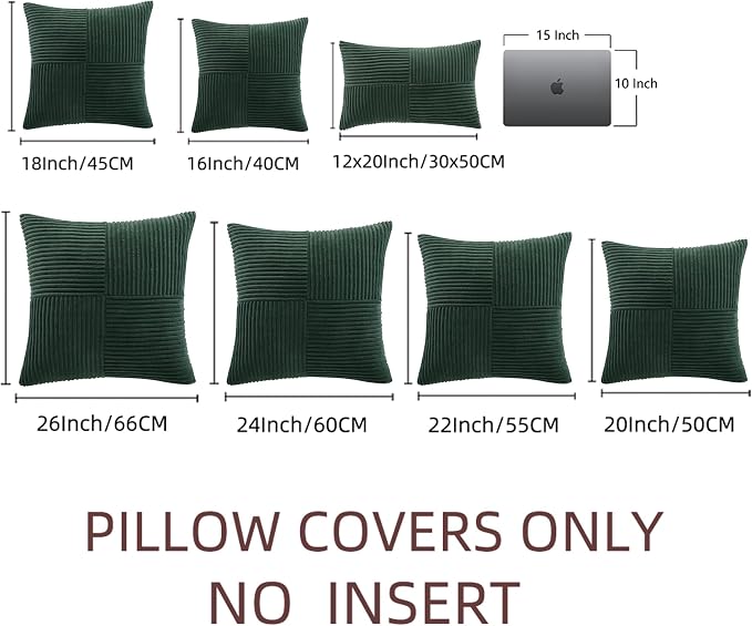 Fancy Homi Set of 2 Dark Green Lumbar Decorative Throw Pillow Covers 16x32 Inch - Image 7