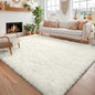 Amdrebio Cream Ivory White Fluffy Plush Big Rug 6x9 by Amdrebio