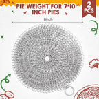 Patelai 2 Pcs Stainless Steel Pie Weights for Baking Universal Fit Pie Weight for 7-10 Inch Pies Round Metal Pies Weights Chain Dishwasher Safe Durable Blind Baking Dough Cooking Pastry (8 Inch)