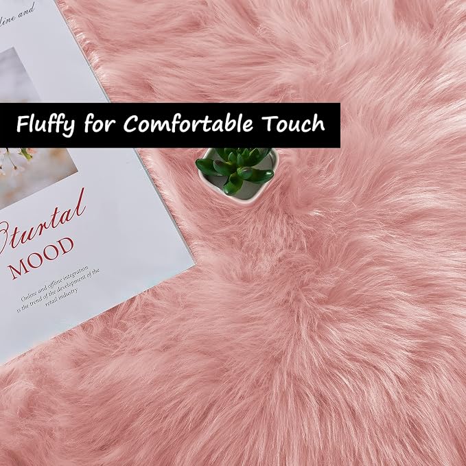 Goolela Pink Area Rugs 10x12 Fluffy Fuzzy Furry Rug - Image 4