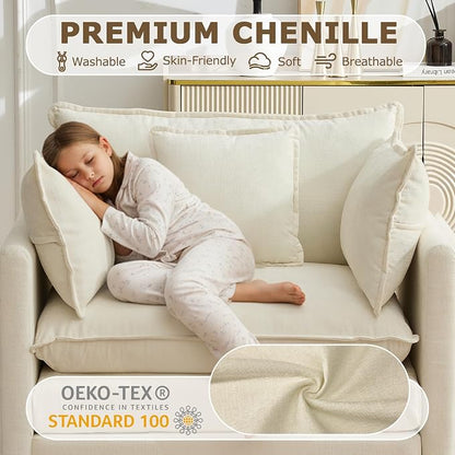 Modular Sectional Sofa Cloud Couch, Deep Seat Washable Chenille Fabric Sofa - Image 4
