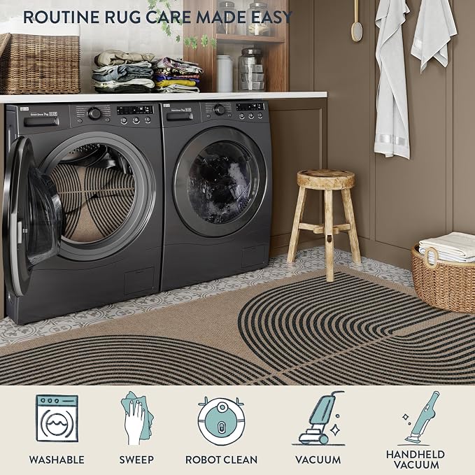 Lahome Modern Rainbow Easy Jute Outdoor Runner Rug, 2x6 Runners - Image 5