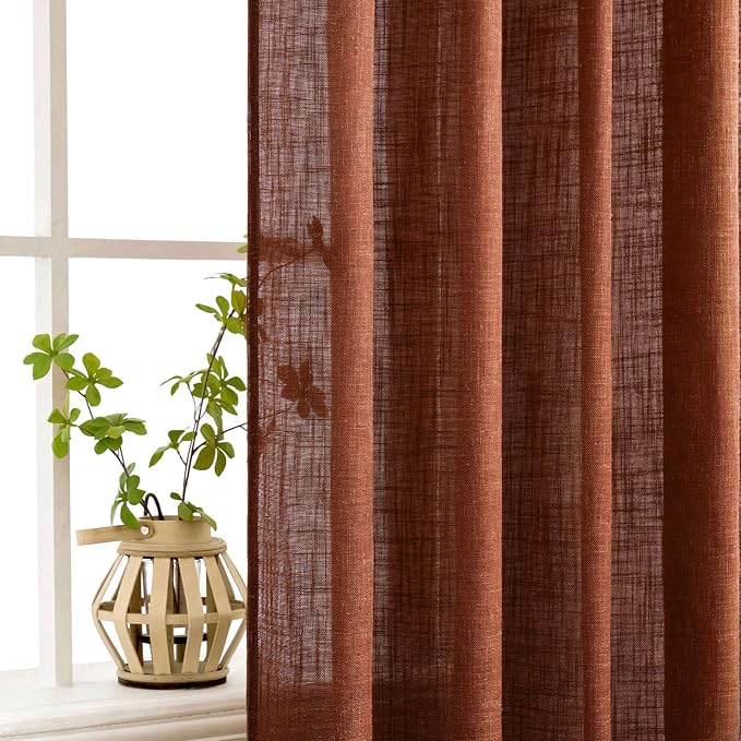 MIULEE Burnt Orange Fall Linen Curtains 37x72 Inch 2 Panels - Image 5