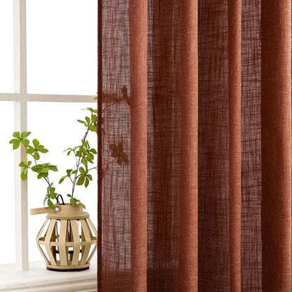 MIULEE Burnt Orange Fall Linen Curtains 52x54 Inch 2 Panels - Image 5