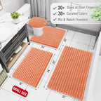 Arotive Luxury Chenille Bathroom Rug Mat, Extra Soft Thick Absorbent Shaggy Bath Rugs, Non-Slip Machine Wash Dry, Plush Bath Mats for Bathroom, Shower and Tub, 24x16, Coral