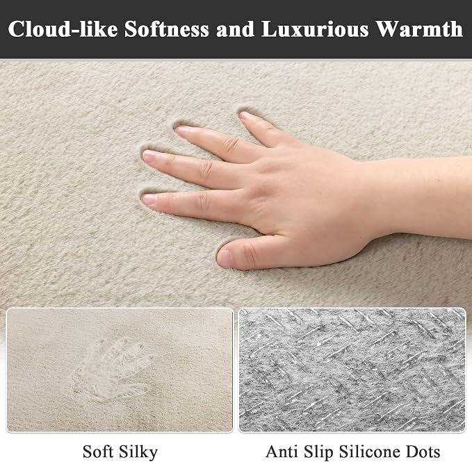 SHACOS Ultra Soft 6x9 Faux Rabbit Fur Rug - Image 7