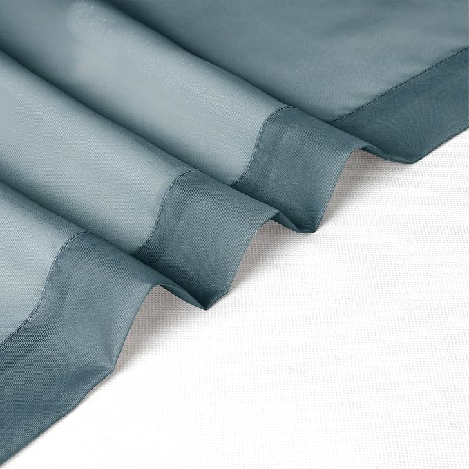 Chyhomenyc Stone Blue Sheer Curtains 30 inch Length 2 Panels, Light Filtering - Image 5