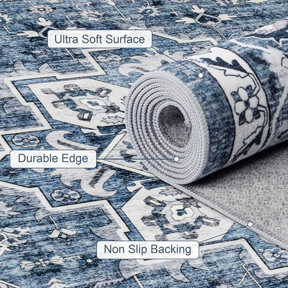 4x6 Area Rugs Living Room: Washable Vintage Rug - Image 8