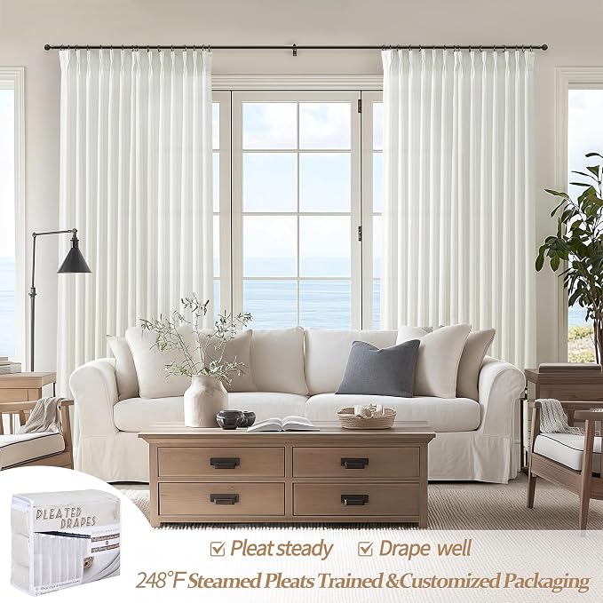 PleatedDrapes Light Filtering Pure White Curtains 84 Inches Long - Image 6