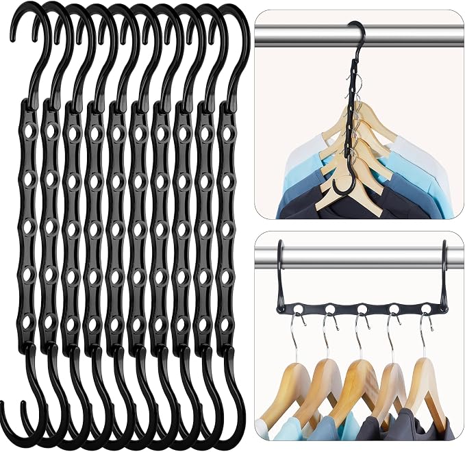 HOUSE DAY Space Saving Hangers Black, 16 Pack, Smart Closet Organizer Space by HOUSEDAY