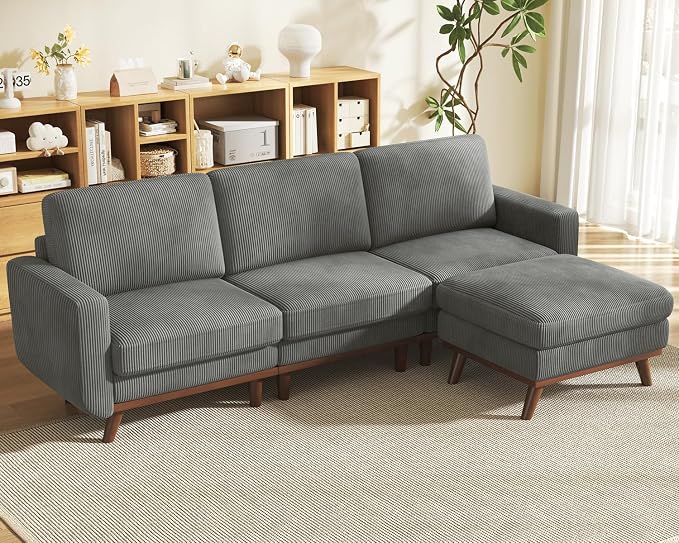 Vesgantti 97" Modular Sectional Sofa Dark Gray, L-Shaped Couch by Vesgantti