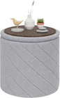 PINPLUS Ottoman with Stroage Round Boucle Ottoman and Tray Sherpa Removable by PINPLUS