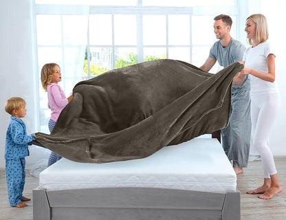 Utopia Bedding Ultra Soft Fleece Bed Blanket King Size Brown | Microfiber Plush - Image 9
