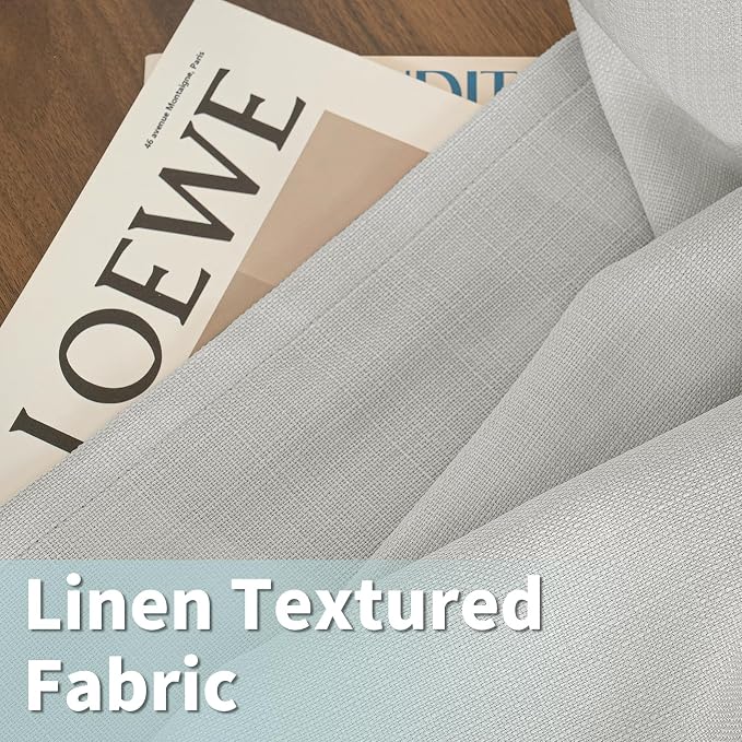 63 Inch Light Grey Semi Sheer Linen Curtains - Image 2