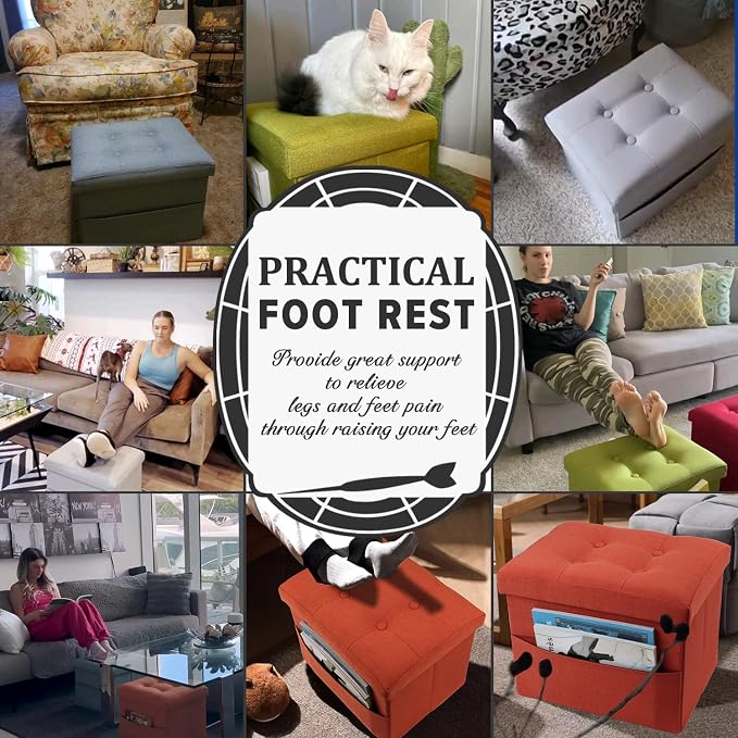 LINMAGCO Storage Ottoman Folding Foot Stool Ottoman - Image 3