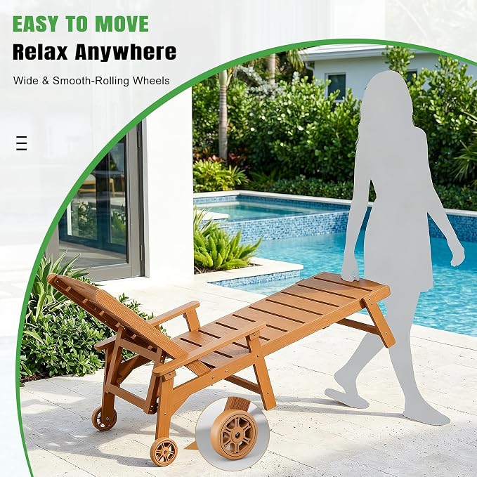 Outdoor Lounge Chair with 5-Position Adjustable, Outside Lounge Chair with Cup - Image 6