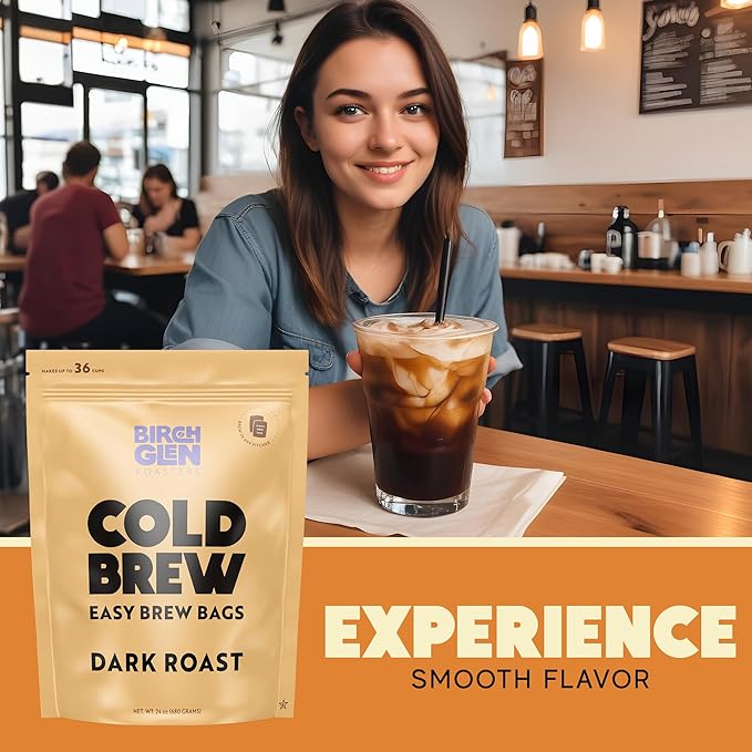 Birch Glen Roasters Cold Brew Coffee Bags - 12 Pack of Coarse Ground Coffee Filter Pitcher Packs for Easy Brewing - 100% Arabica - Yields 6 Pitchers - Pecan Pie Flavor