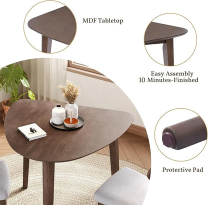 P PURLOVE Modern 3 Piece Table Set, Triangular Table and 2 Curved Wood Chairs - Image 5