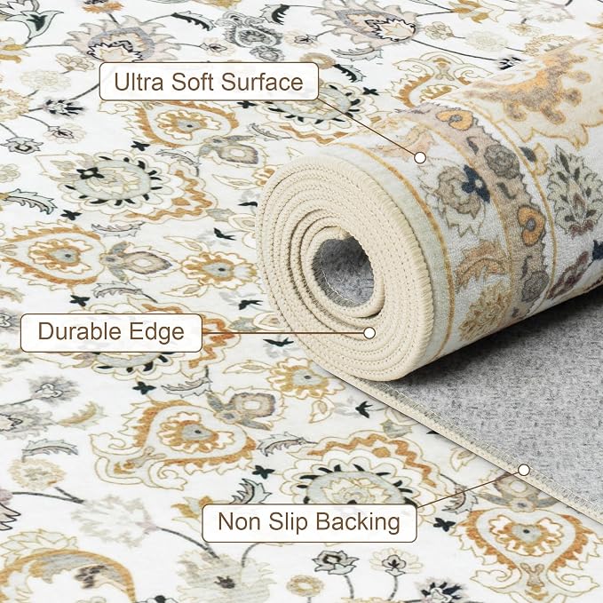 6x9 Area Rugs Living Room: Washable Vintage Rug - Image 7