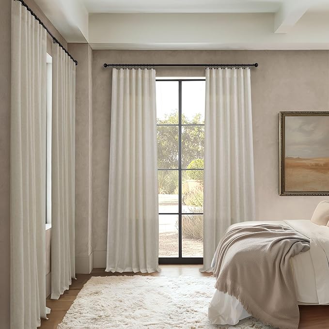 Pitalk Flax Linen Curtains 92 Inch Length 2 Panels - Image 6
