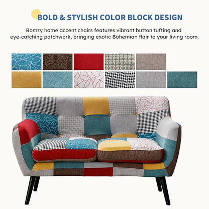 Bonzy Home Modern Colorful 3 Piece Coroful Fabric Sofa Set, Included 2 Accent - Image 4