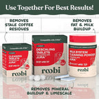 Roobi Compatible Milk System Cleaning Powder for Jura. Specially formulated for Jura Automatic Espresso Coffee Machines. 100% Vegan, Carbon Neutral.