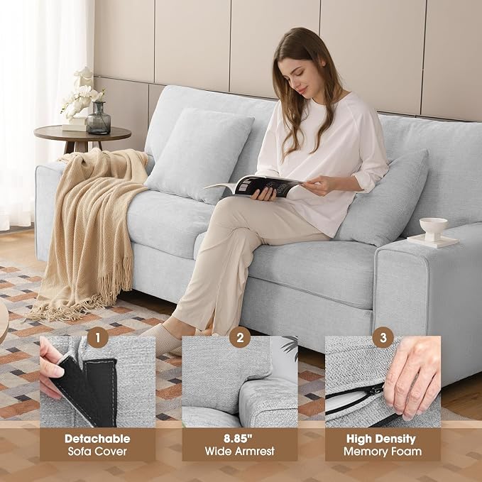 DOPEDIO Modern Living Room Sofa Set, 88.58" Chenille Loveseat - Image 4