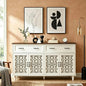 59″ White Bohemia 4 Heart Shaped Carved Doors, 2 Drawers and 2 Adjustable by YHFEXYT